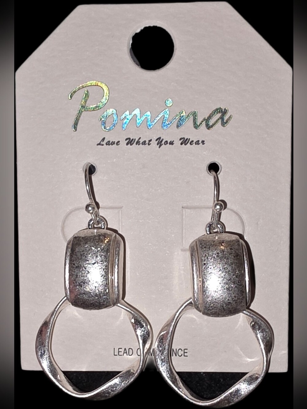 Silvertone Textured Drop Earrings
